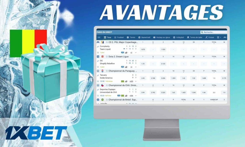 1xBet Mali Avantages de site de paris sportifs